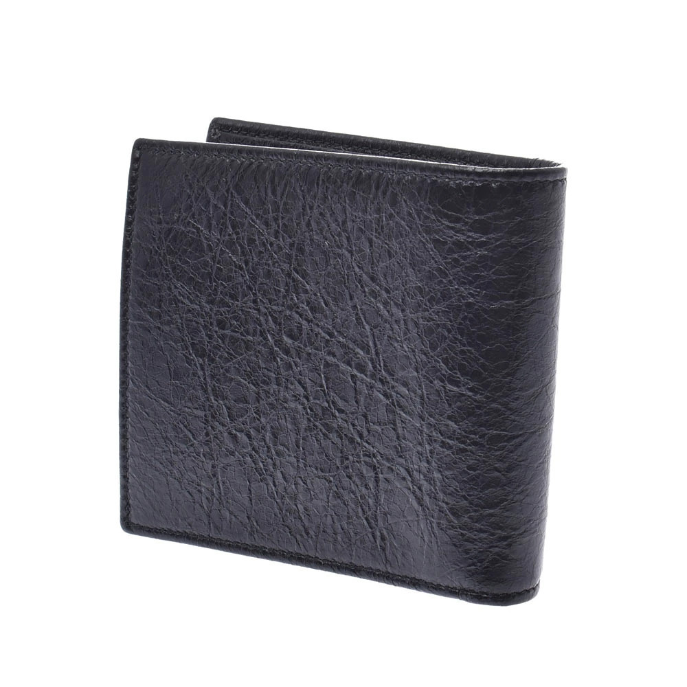 Balenciaga Black Bi Leather Square Wallet fold Coin Black